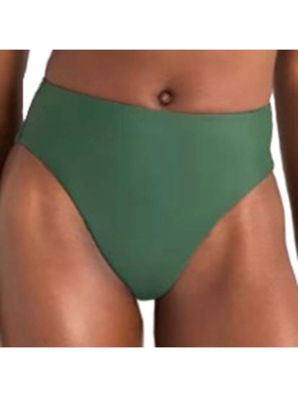 Quince Italian High-Rise High-Leg Bikini Bottom Palm Green Size Small NWT